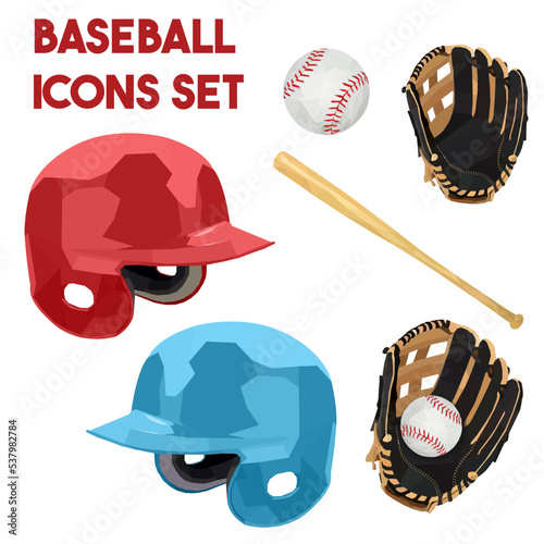 baseball icons set