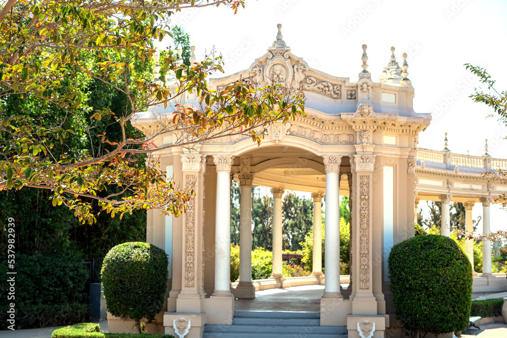 Obraz premium San Diego is a popular tourist travel destination with impressive historic architecture in Balboa Park colonial outdoor landmarks old town palace with lush vegetation 