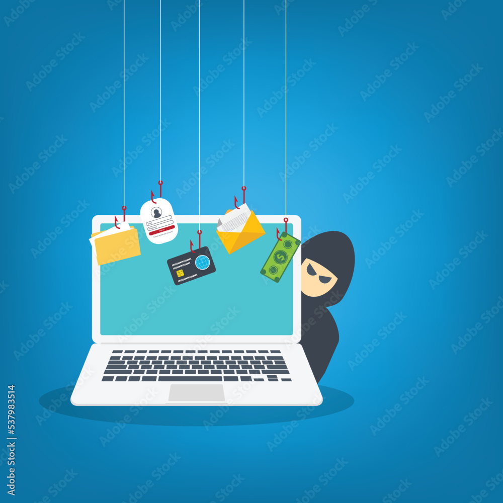 Hacker with laptop computer stealing confidential data, personal information and credit card detail. Hacking concept. Hacker with laptop computer stealing confidential data, personal information and credit card detail. Hacking concept.