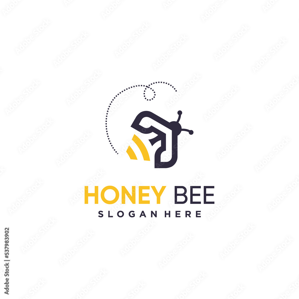 Honey bee logo design with creative and unique idea Honey bee logo design with creative and unique idea