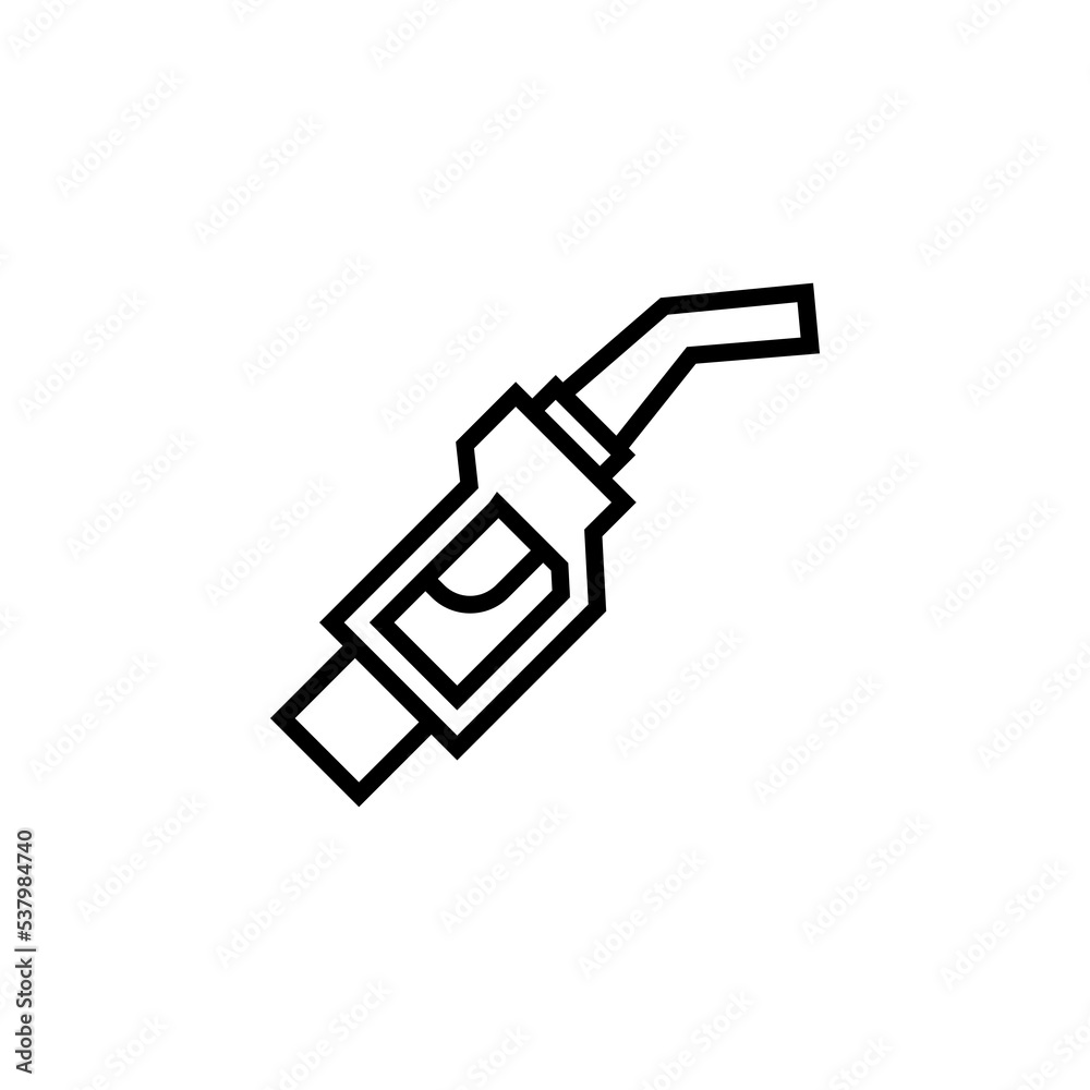 Gasoline pump nozzle line icon isolated on white background