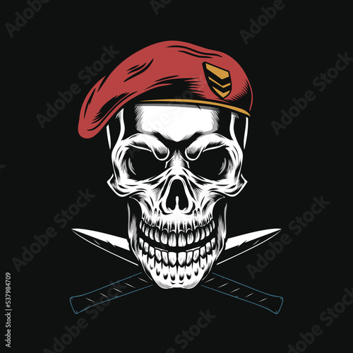 Soldier skull with cross blade illustration