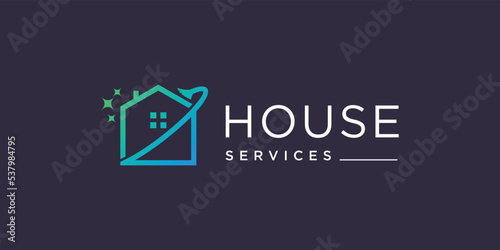 Clean house service logo design with modern concept