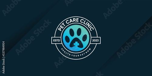 Pet care logo design with creative unique concept