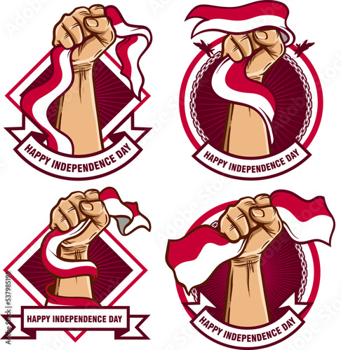 hands with indonesia flag illustration