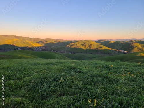 The endless rolling green East Bay hills after the winter rains near San Francisco, Californiia photo