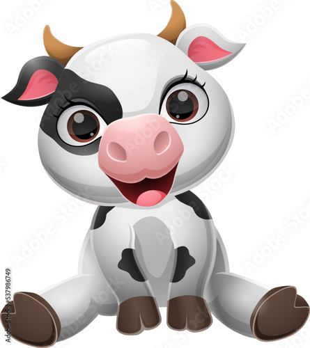 Cute baby cow cartoon sitting