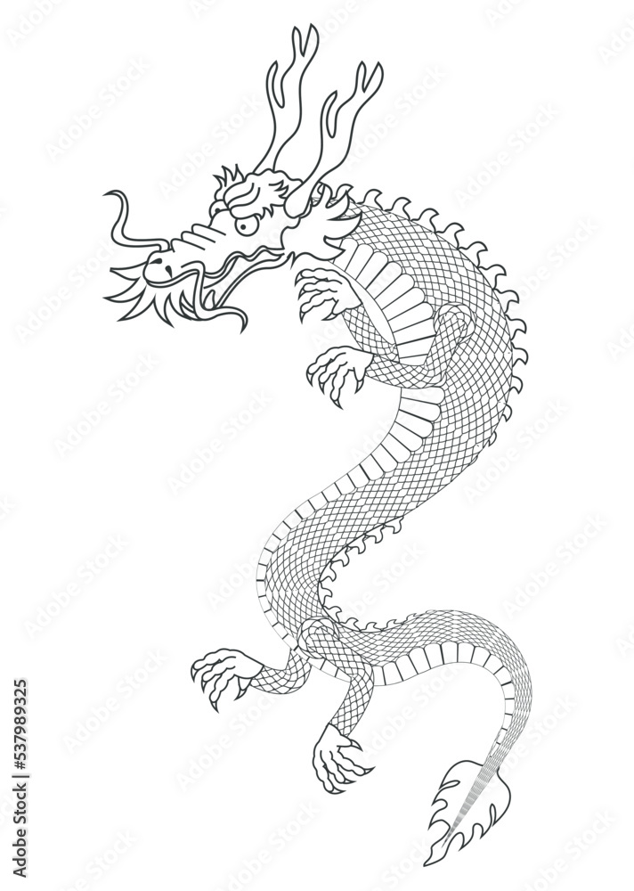 asian dragon beast drawn