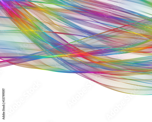 Rainbow Abstract Transparent Ribbon Waves Shapes. Good Look on Dark Background. The magical form of rainbow smoke