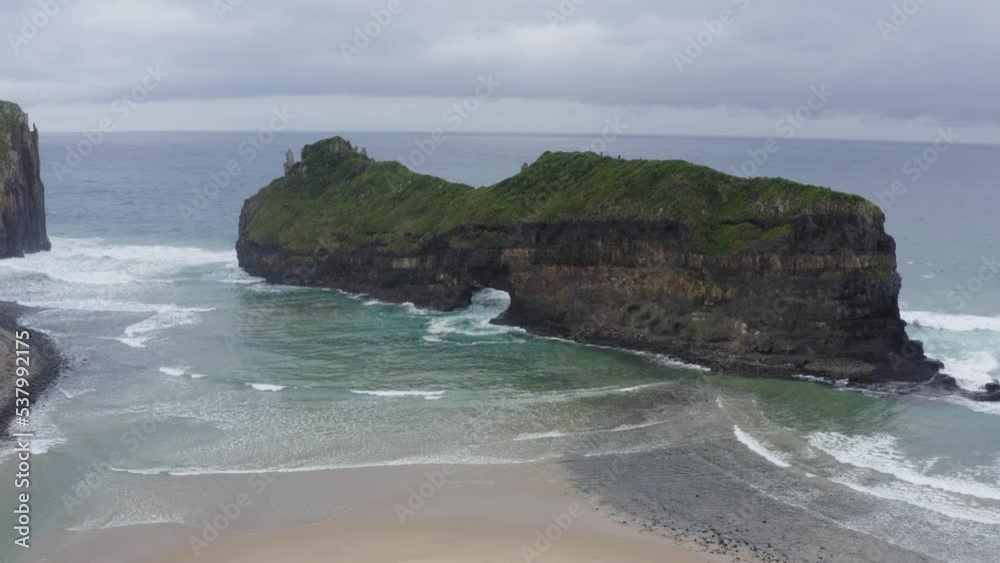 Drone circling Hole in the Wall Natural wonder Transkei South Africa Drone circling Hole in the Wall Natural wonder Transkei South Africa