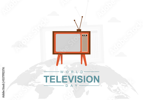 World television day background with big vintage television.