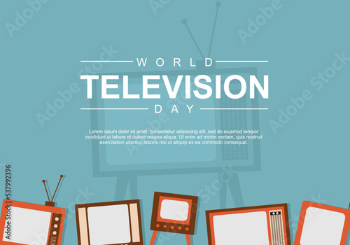 World television day background with five big vintage television.
