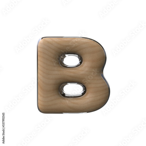 3D letter B wooden style