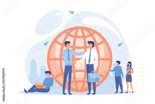 Human resources agency for migrants. Help hub. Expat work, effective migrant workers, expatriate programme, outside country employment concept, flat vector modern illustration