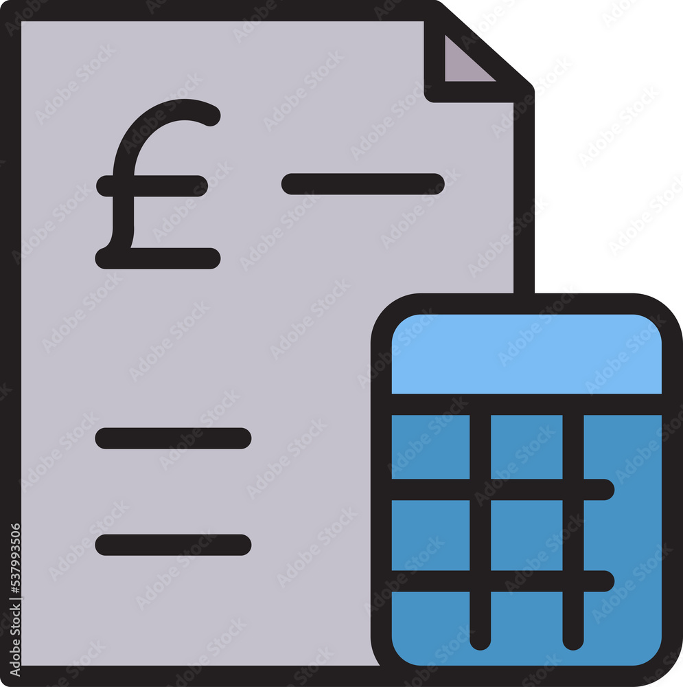pound bill and calculator icon pound bill and calculator icon