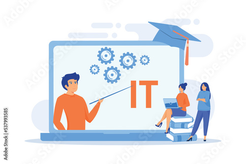 Software development. Programming, coding learning. Information technology courses, IT courses for all levels, computing and hi tech course concept, flat vector modern illustration © Alwie99d