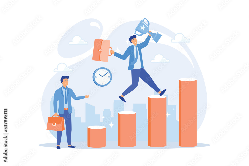 Personal development and goals achievement. Career growth. Self-management, self regulation learning, self-organization course concept, flat vector modern illustration Personal development and goals achievement. Career growth. Self-management, self regulation learning, self-organization course concept, flat vector modern illustration
