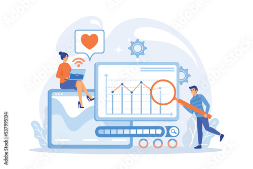 SMM, digital marketing and Internet advertisement. Search engines, online marketing and seo tools, search engines optimization concept, flat vector modern illustration © Alwie99d