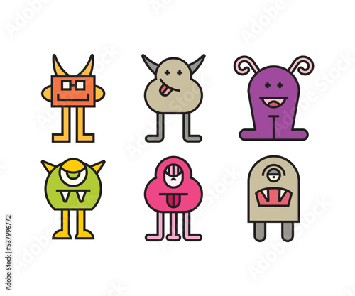 cute monster characters vector illustration