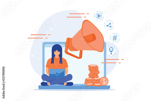 PPC pay per click advertising in the internet. Marketing strategy for business promotion. Pay for banner on the web page, flat vector modern illustration