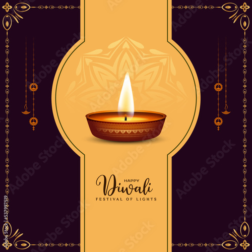 Happy Diwali cultural Indian festival background with diya