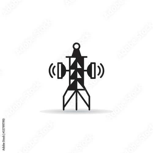 radio mast and network, communication tower icons set