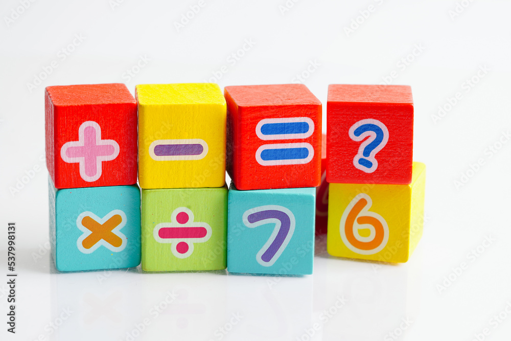 Number wood block cubes for learning Mathematic, education math concept. Number wood block cubes for learning Mathematic, education math concept.