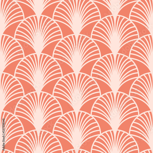 White fan arch on orange background, seamless pattern arabic oriental illustration