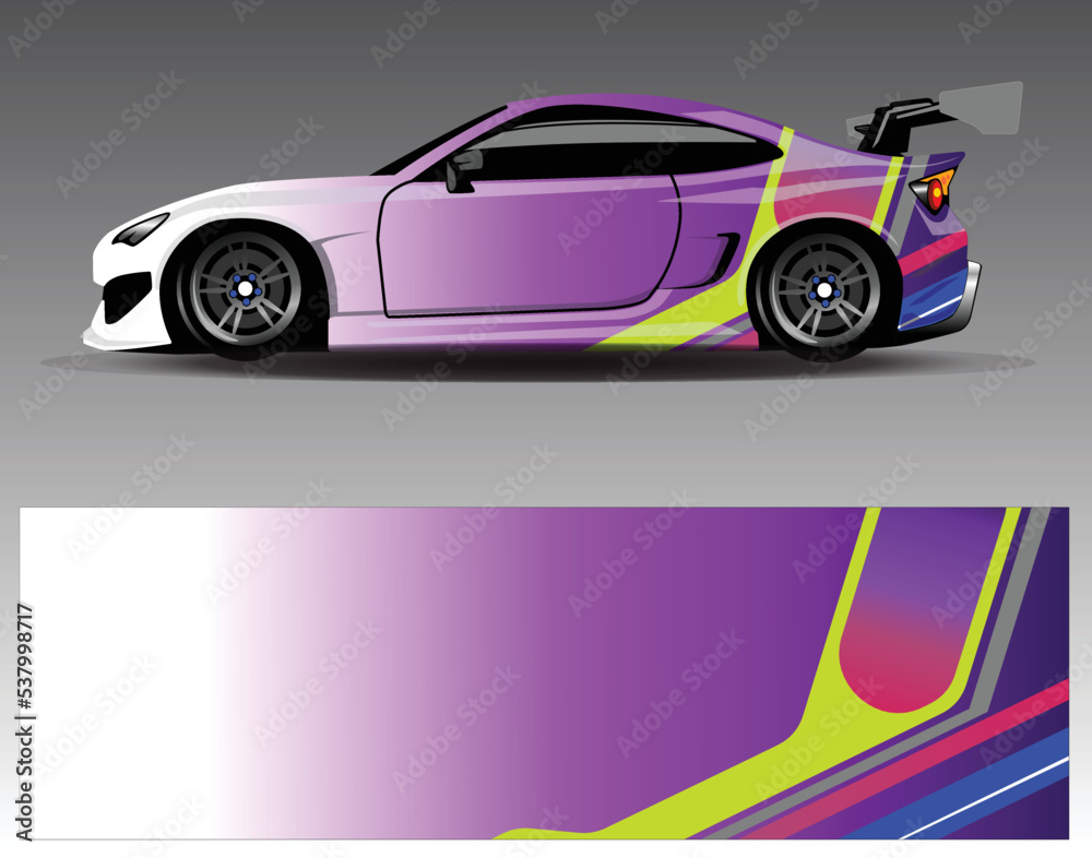 Abstract stripe racing background for wrap vehicle.