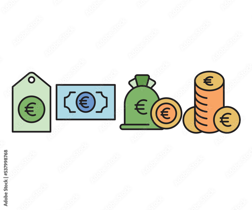 euro currency money set vector illustration euro currency money set vector illustration