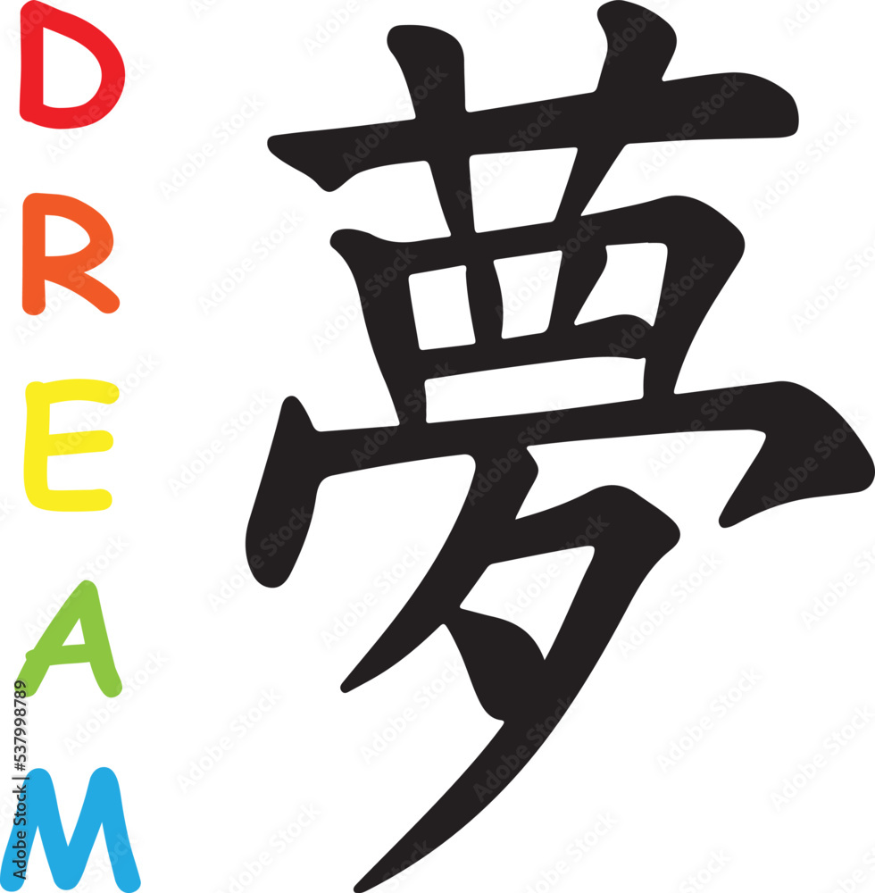 Fototapeta premium Kanji Symbol or sign for dream vector illustration