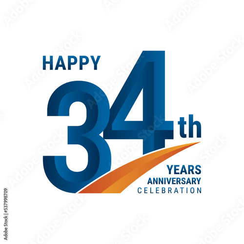 34th Anniversary Logo, Perfect logo design for anniversary celebration, vector illustration photo