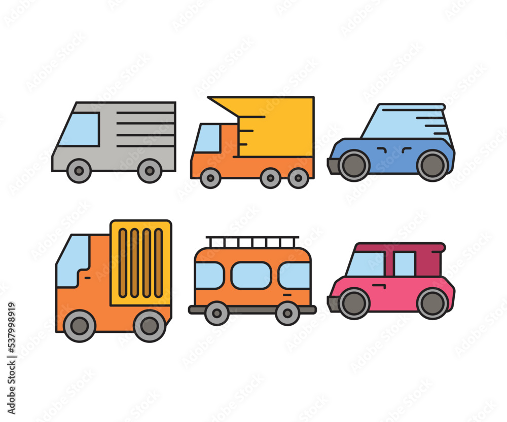 car and transportation icons set vector illustration