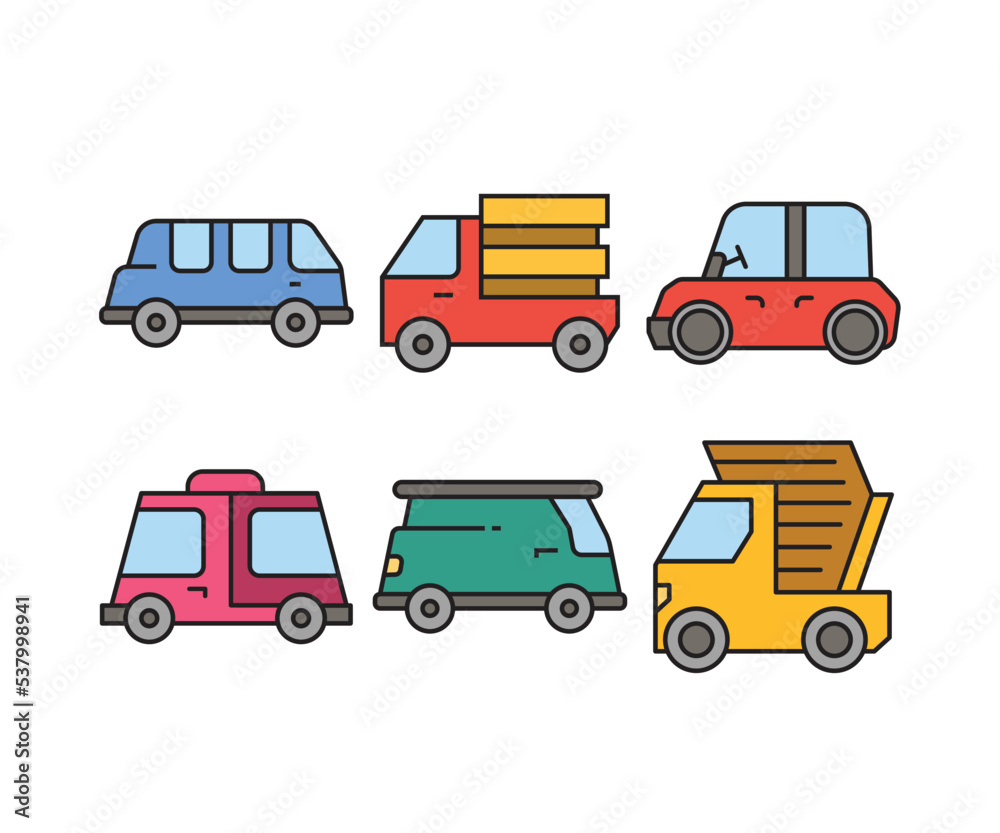 car and transportation icons set vector illustration