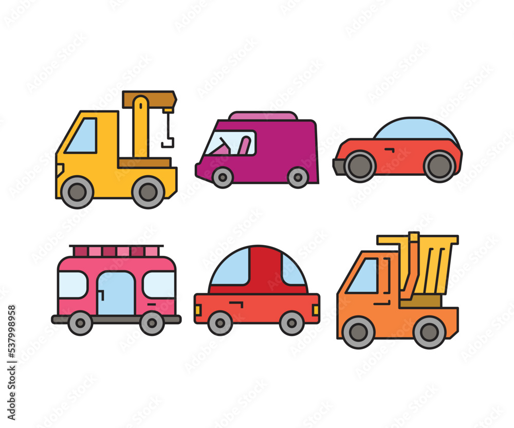 car and transportation icons set vector illustration