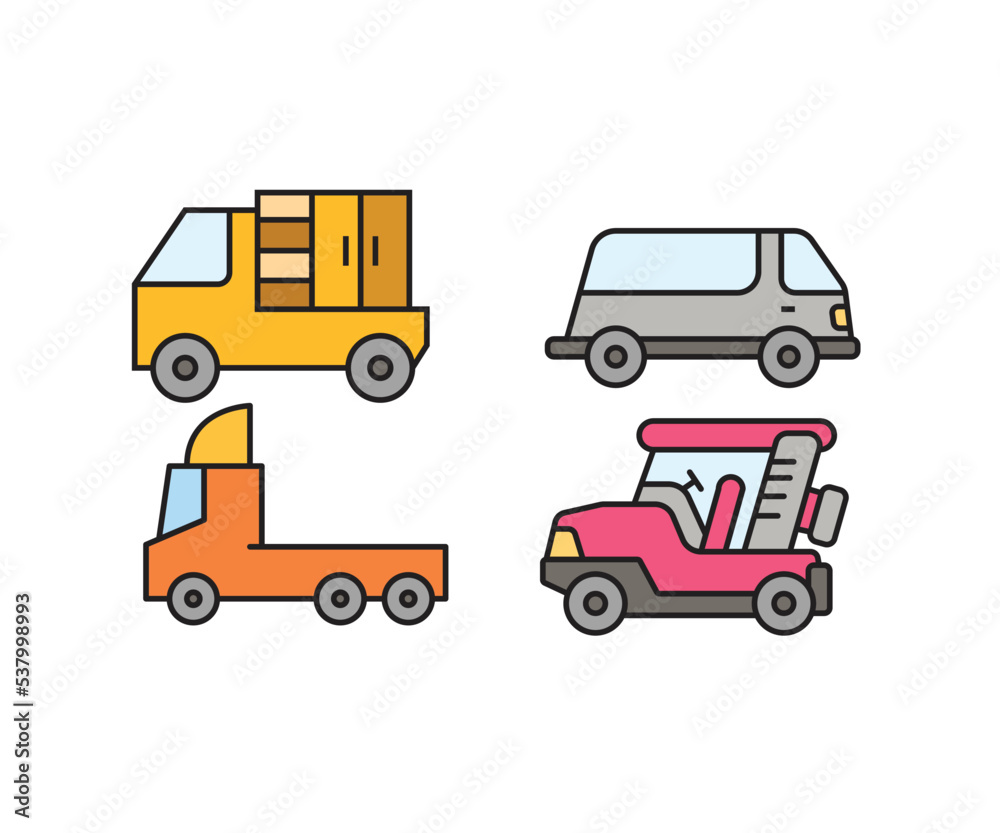 car and transportation icons set vector illustration