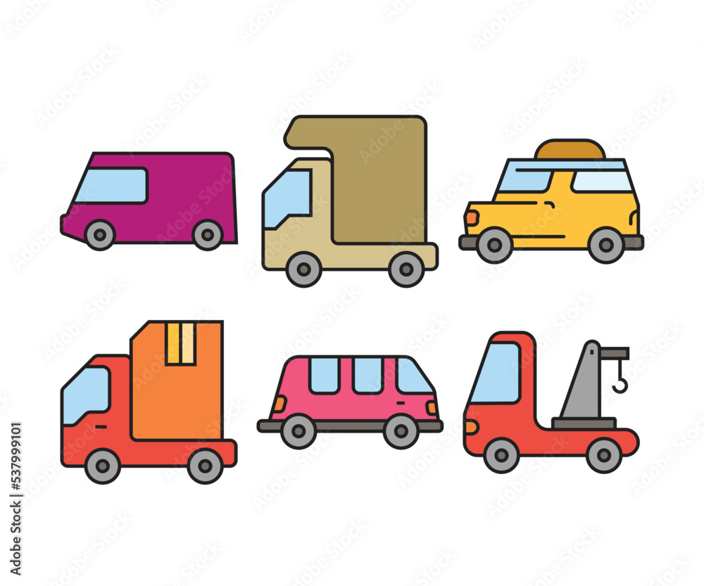 car and transportation icons set vector illustration