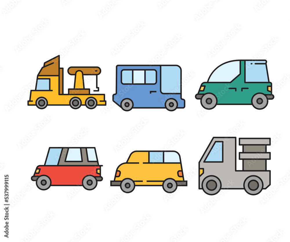 car and transportation icons set vector illustration