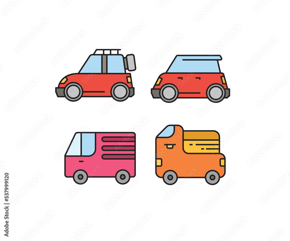 car and transportation icons set vector illustration