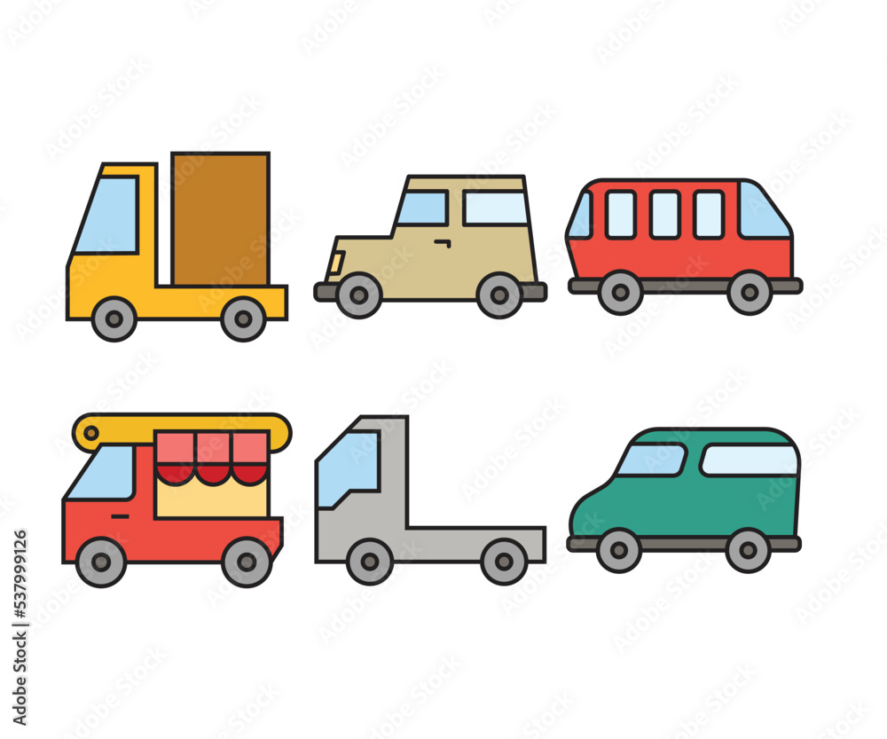 car and transportation icons set vector illustration