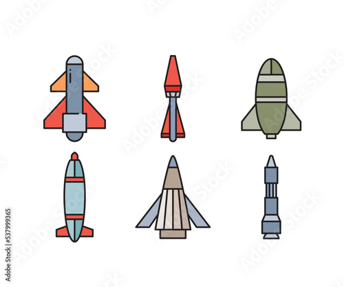 missile and rocket icons set vector illustration