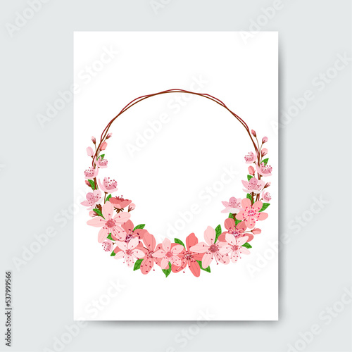 Circle frame made with flowers.