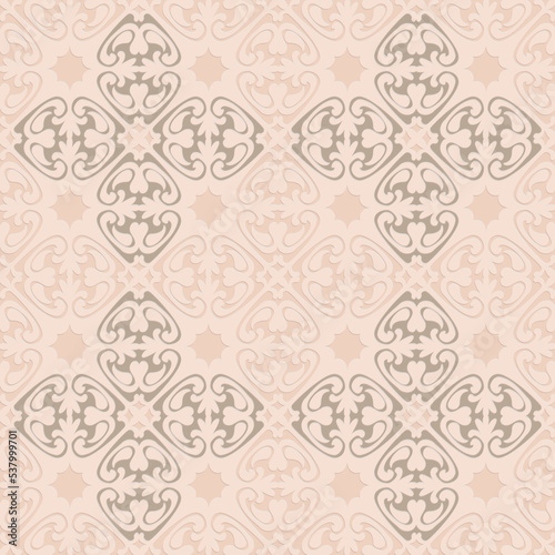 Gray beige carved arabic style seamless pattern, oriental motif art background, elegant pattern