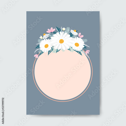 Circle frame made with flowers.