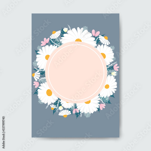 Circle frame made with flowers.