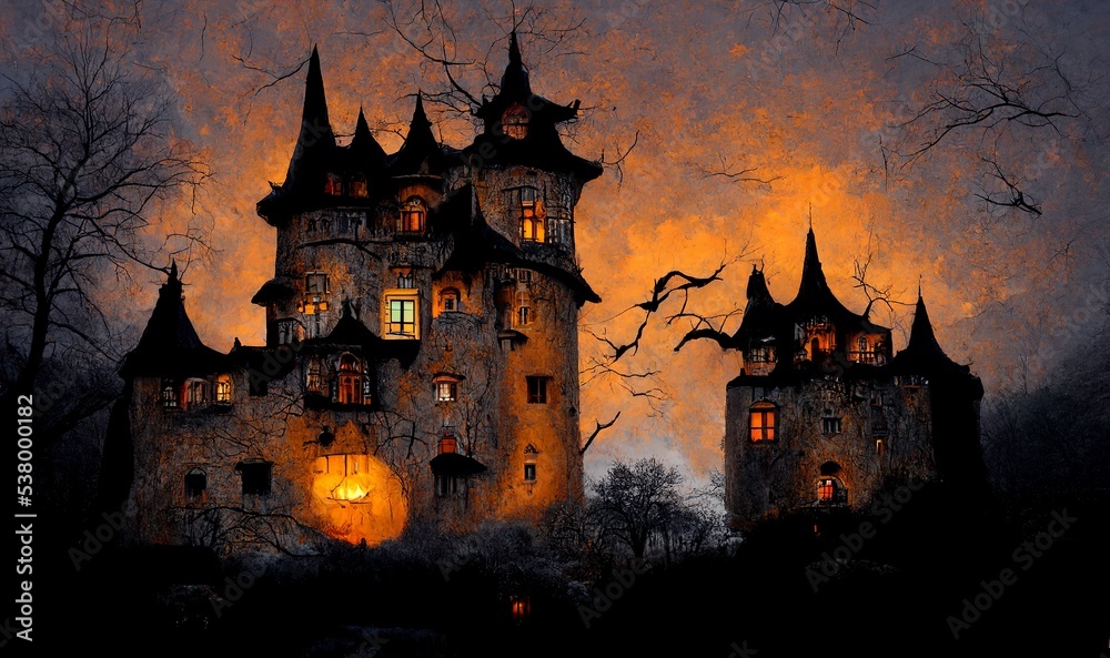 scarey dark castle halloween decoration