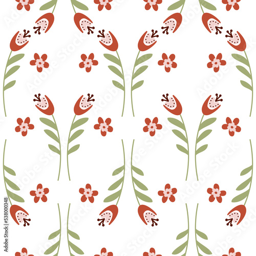 Bluebell flower pattern on white background seamless pattern for design, campanula flower blossom, vector illustration