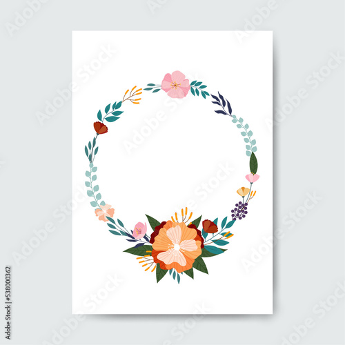 Circle frame made with flowers.
