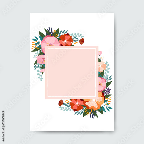 Square frame made of flowers.