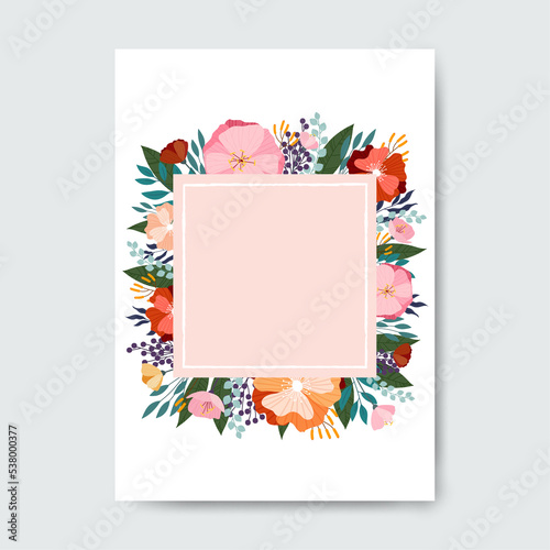 Square frame made of flowers.